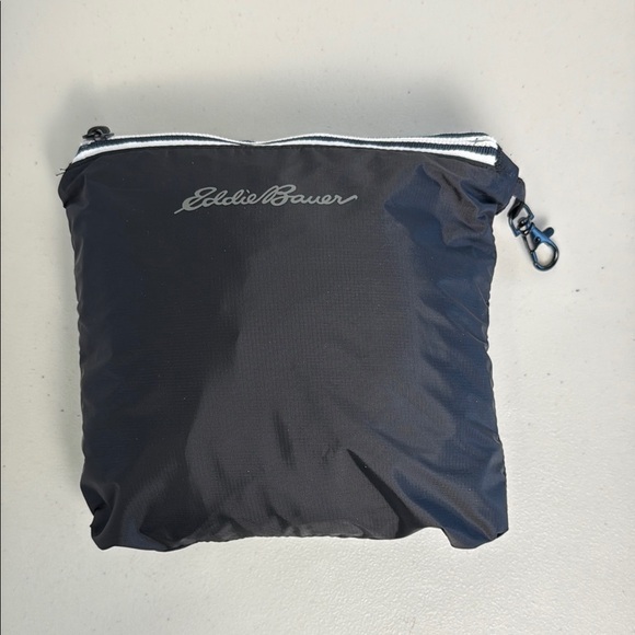 Eddie Bauer Black Packable Windbreaker Jacket Raincoat Hood Technical Jacket - Picture 10 of 16